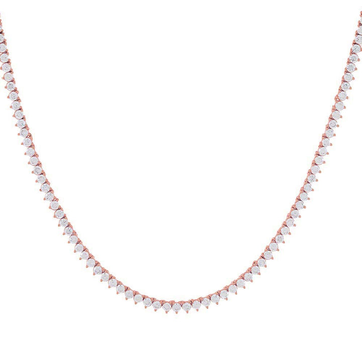 7.90 Carat Brilliant Cut Diamond Tennis Necklace 14 Karat Rose Gold 22''  For Sale at 1stDibs | zaza & lili, zaza et lili